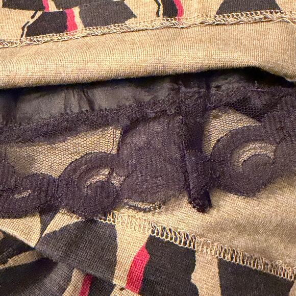 Trina Turk Abstract Print Belted Sheath Dress Size 2 Brown Tan Black Cap Sleeve - Picture 7 of 8